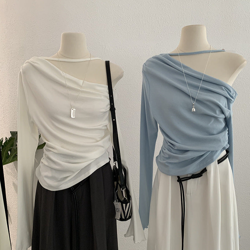 Women’s Slim Fit Long Sleeve T-Shirt, Solid Color Cotton Inner Top