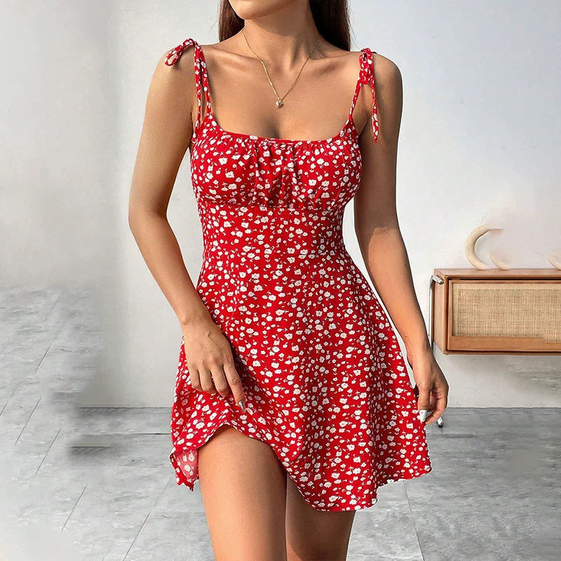 Floral Print A- Line Slimming Dress