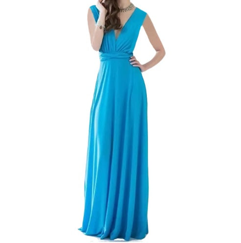 Women’s Multiway Maxi Dress, Backless Halterneck Bandage Floor-Length Boho Party Dress