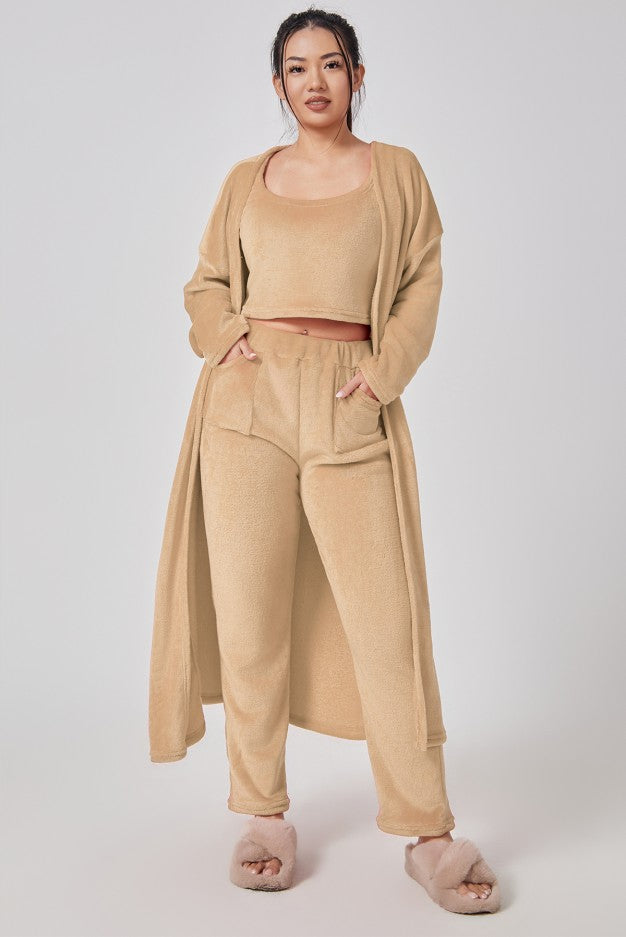Cozy Pajama Set, 3 Piece Lounge Set, Cute Loungewear, Warm Suit Sets, Matching Set, Lounge Set, 3 Piece Pant Sets