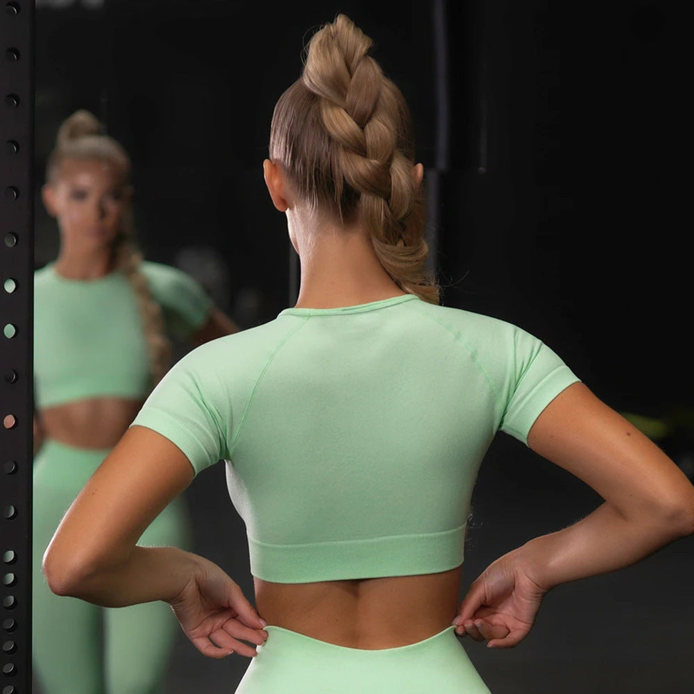 Yoga and Fitness Set, Running Leggings & Short Sleeve Tops