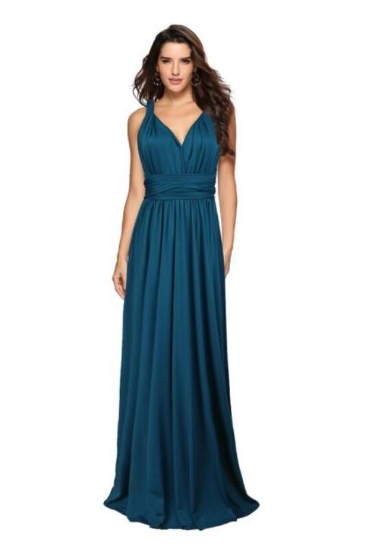 Women’s Multiway Maxi Dress, Backless Halterneck Bandage Floor-Length Boho Party Dress