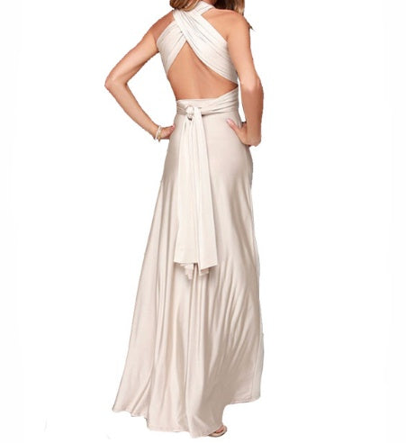 Women’s Multiway Maxi Dress, Backless Halterneck Bandage Floor-Length Boho Party Dress