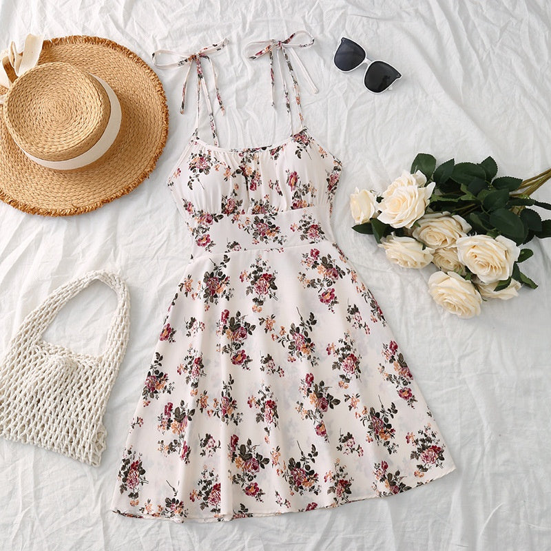 Floral Print A- Line Slimming Dress