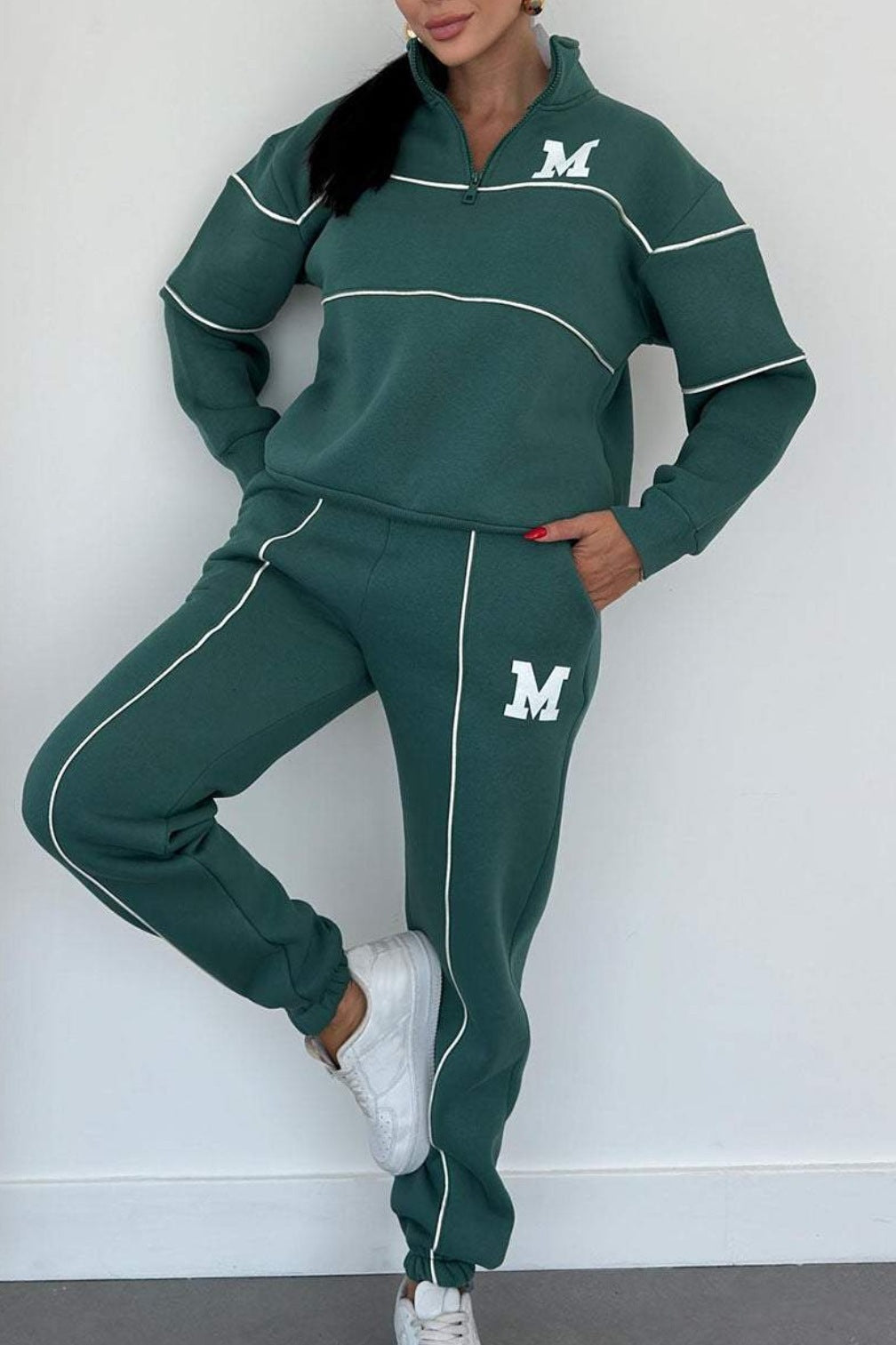 2-Piece Lounge Set Pullover Sweatshirt & Baggy Sweatpants