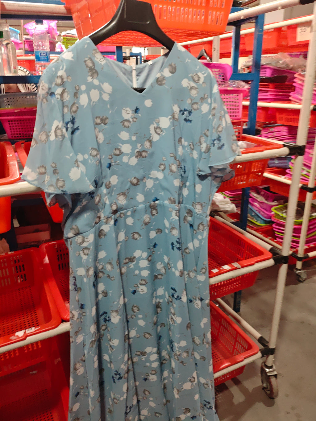 Women’s Floral V-Neck Summer Dress Short Sleeve Ruffled Beach Dress