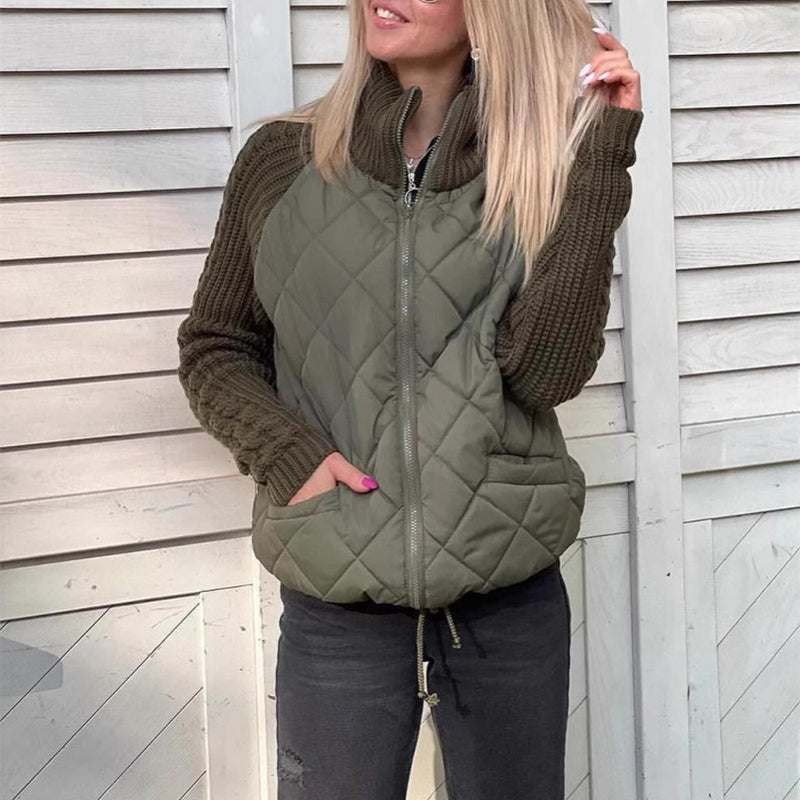 Stand Collar Cotton Jacket With Pockets