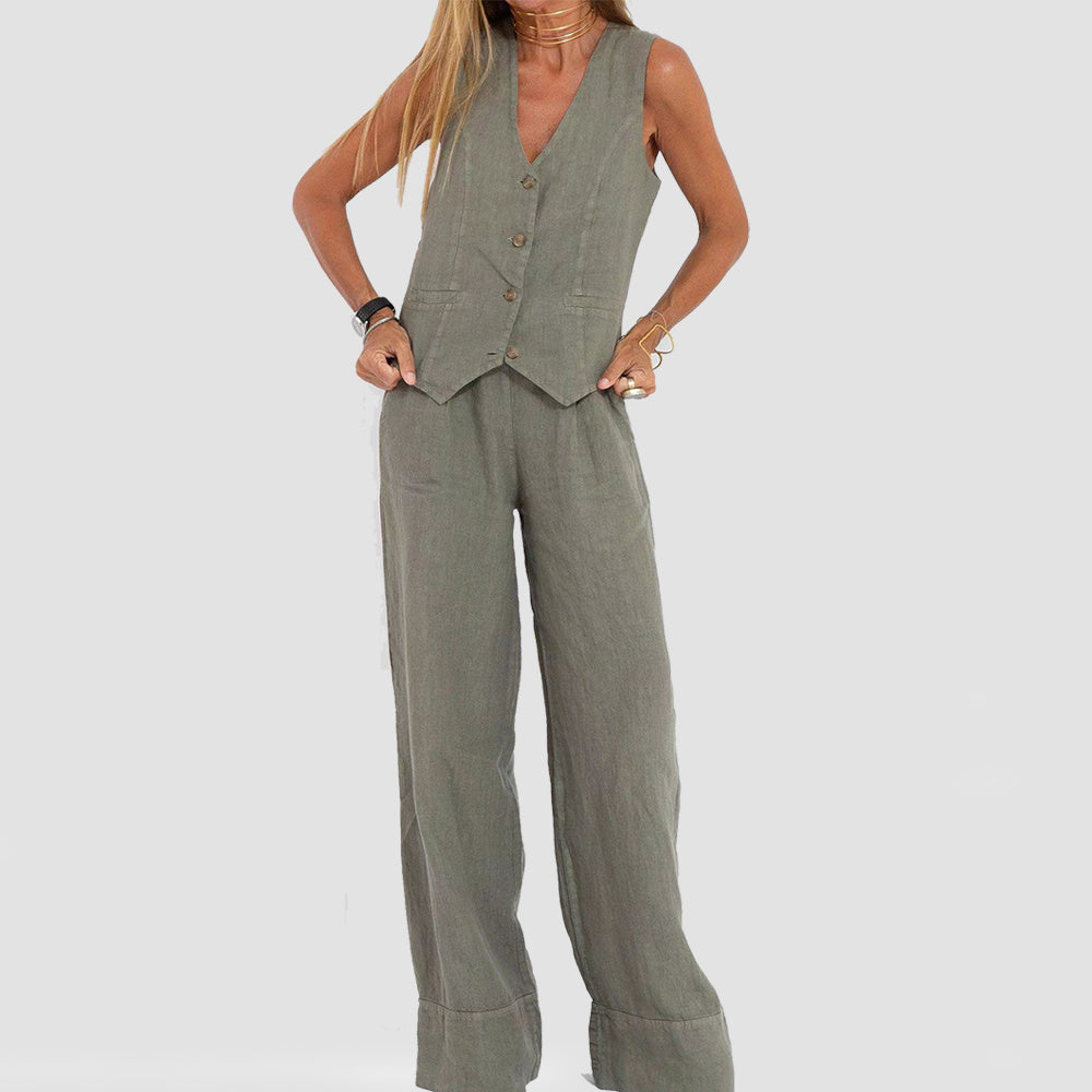 Top & Loose Straight Trousers Set