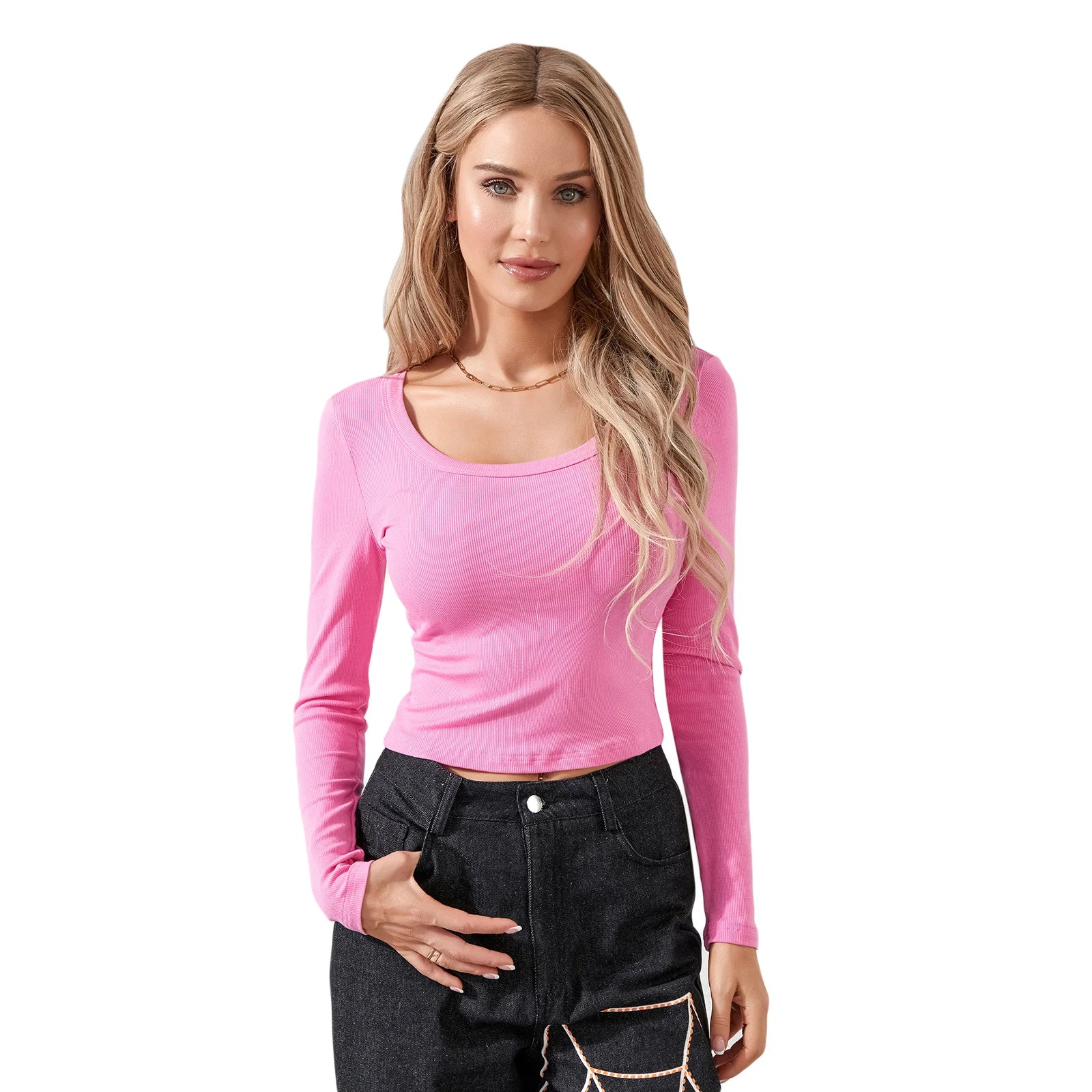 Scoop Neck Long Sleeve T-Shirts