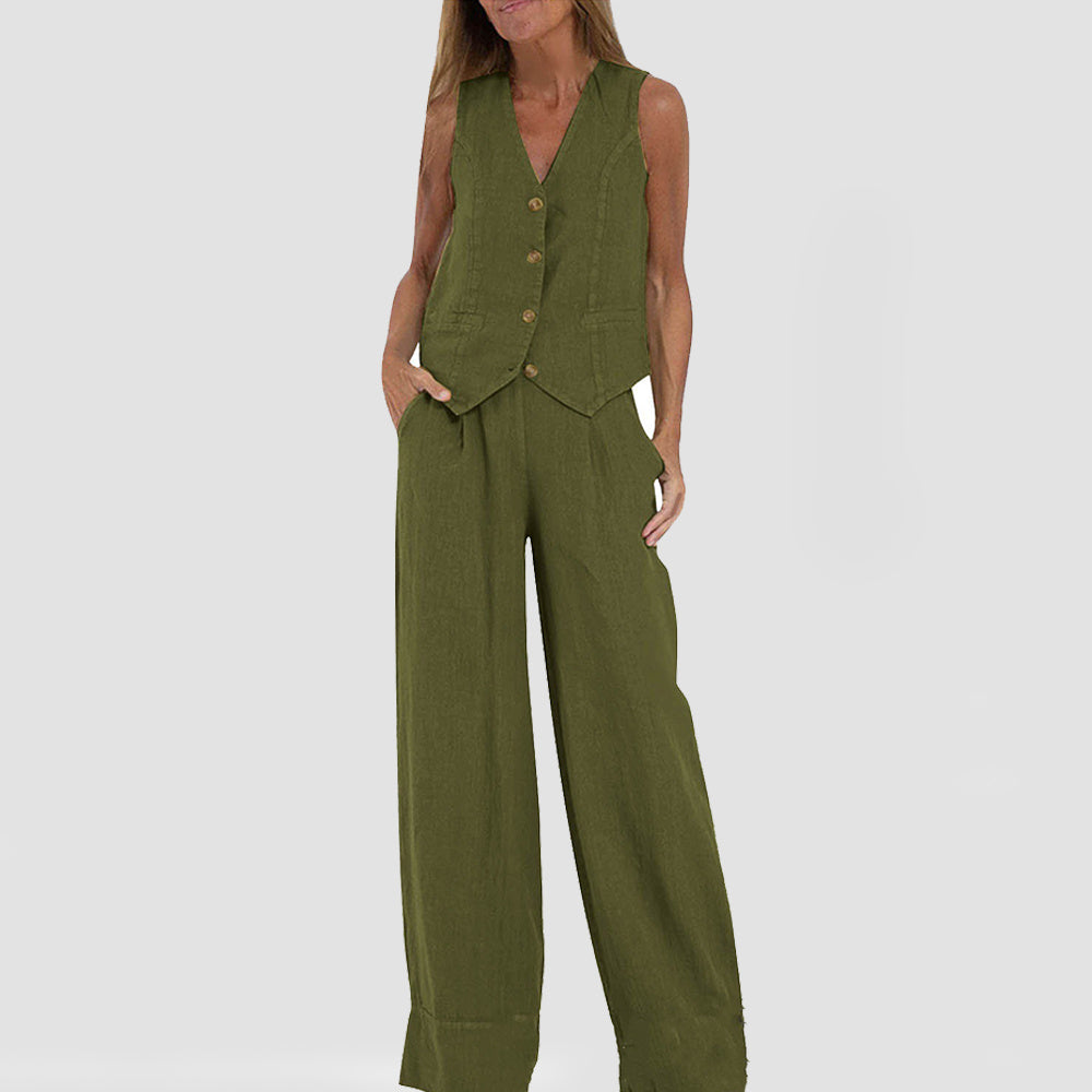 Top & Loose Straight Trousers Set