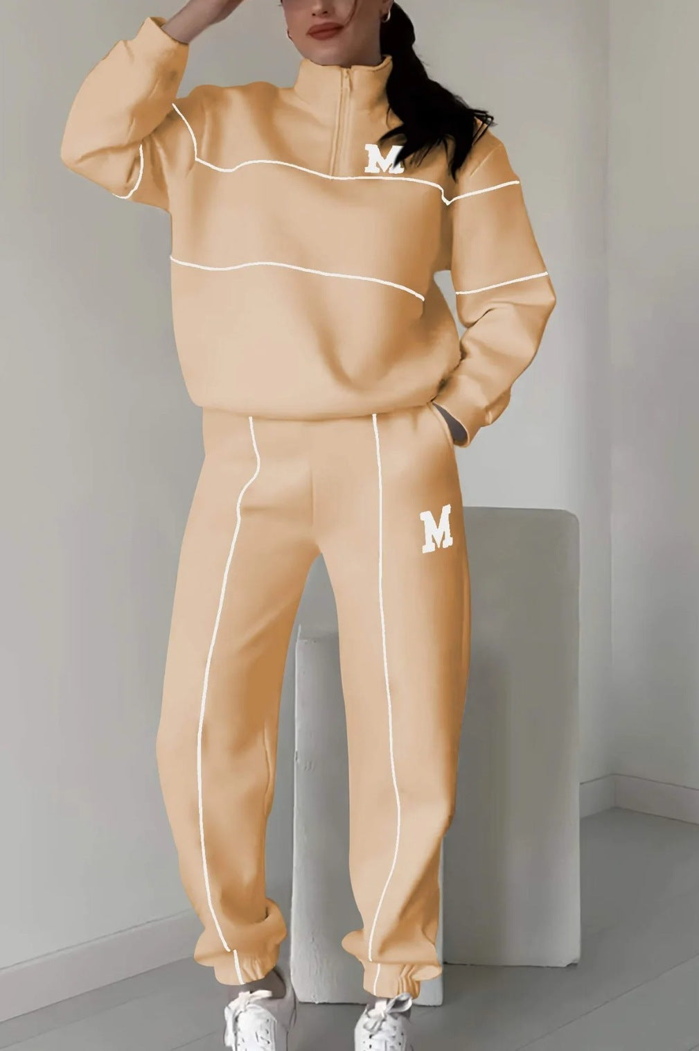 2-Piece Lounge Set Pullover Sweatshirt & Baggy Sweatpants