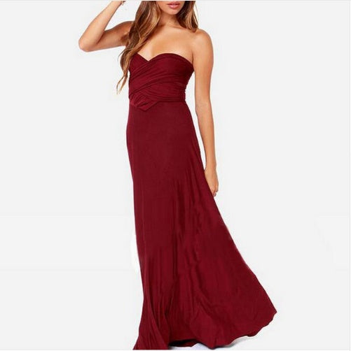 Women’s Multiway Maxi Dress, Backless Halterneck Bandage Floor-Length Boho Party Dress