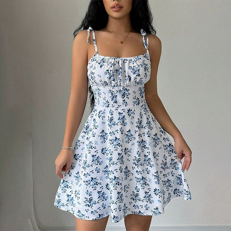 Floral Print A- Line Slimming Dress