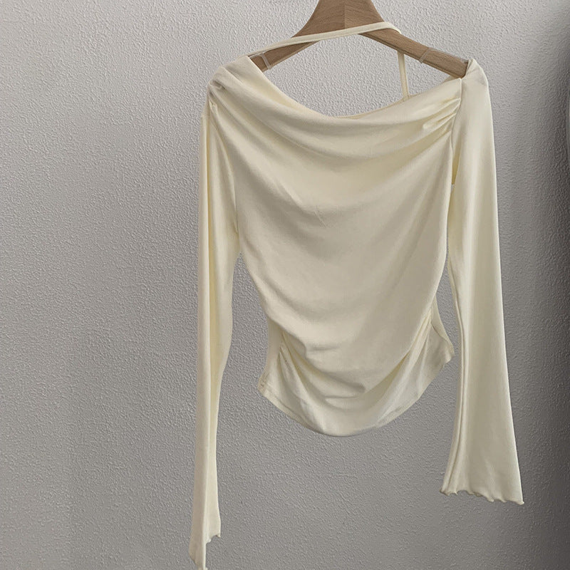 Women’s Slim Fit Long Sleeve T-Shirt, Solid Color Cotton Inner Top