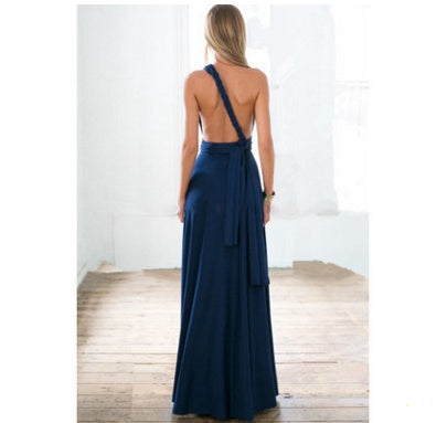 Women’s Multiway Maxi Dress, Backless Halterneck Bandage Floor-Length Boho Party Dress