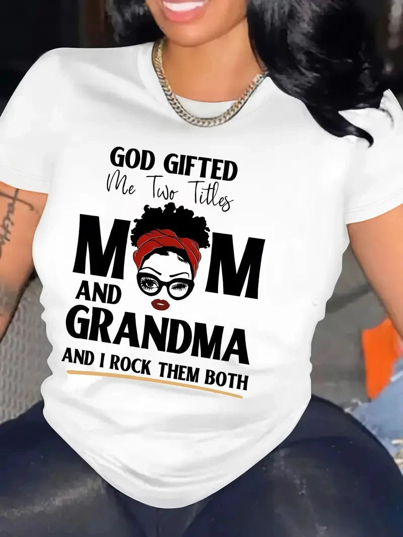 Mom & Grandma Letter T-Shirt for Gifts