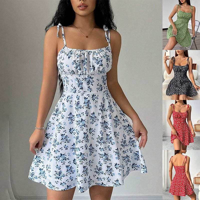 Floral Print A- Line Slimming Dress