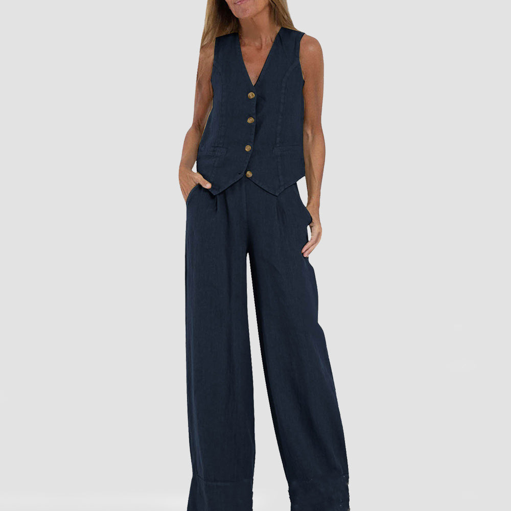 Top & Loose Straight Trousers Set