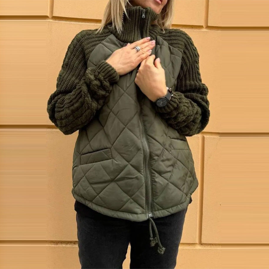 Stand Collar Cotton Jacket With Pockets