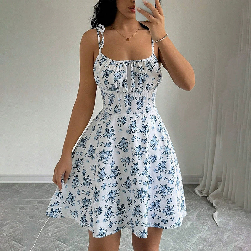 Floral Print A- Line Slimming Dress