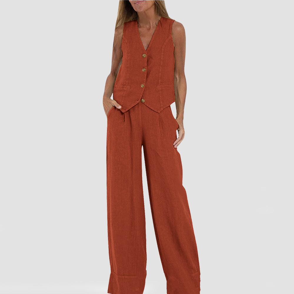 Top & Loose Straight Trousers Set