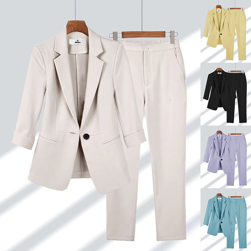 Classic Blazer Suit Set Tailored Jacket & Straight Pants