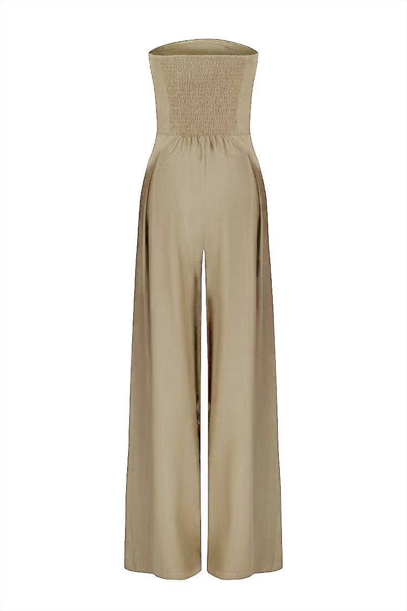 Strapless Jumpsuit, Backless Wide-Leg Tube Top Overalls