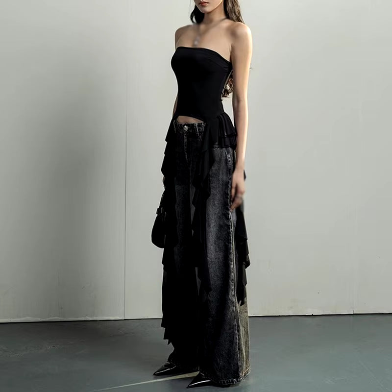  Ruffle Strapless Top