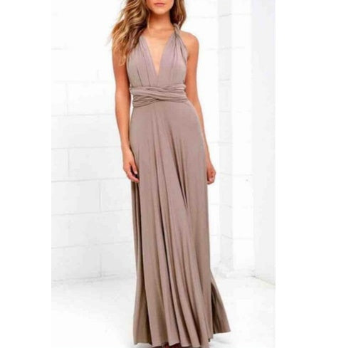 Women’s Multiway Maxi Dress, Backless Halterneck Bandage Floor-Length Boho Party Dress