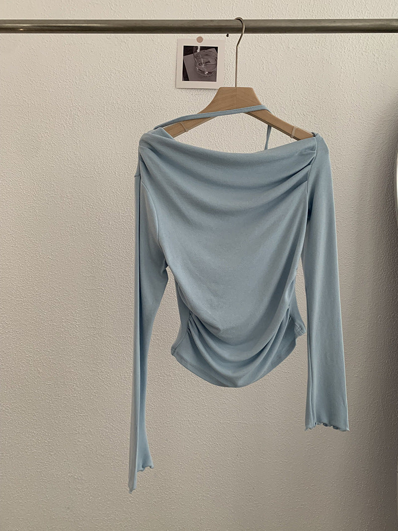 Women’s Slim Fit Long Sleeve T-Shirt, Solid Color Cotton Inner Top