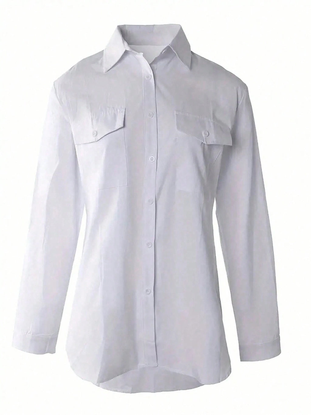 INAWLY Women'S Pocketed Asymmetrical Hem Shirt with Front Short and Back Long Design,Long Sleeve Tops