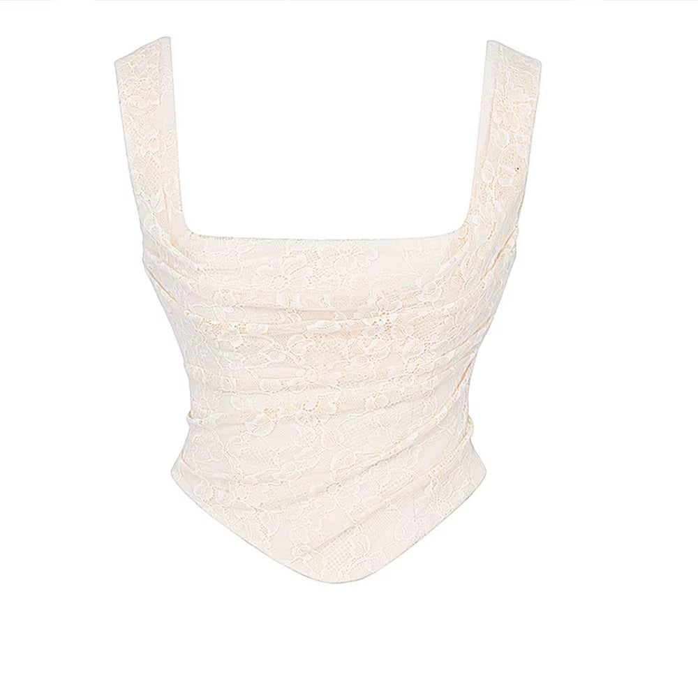 Beige Elegant Lace up Corset