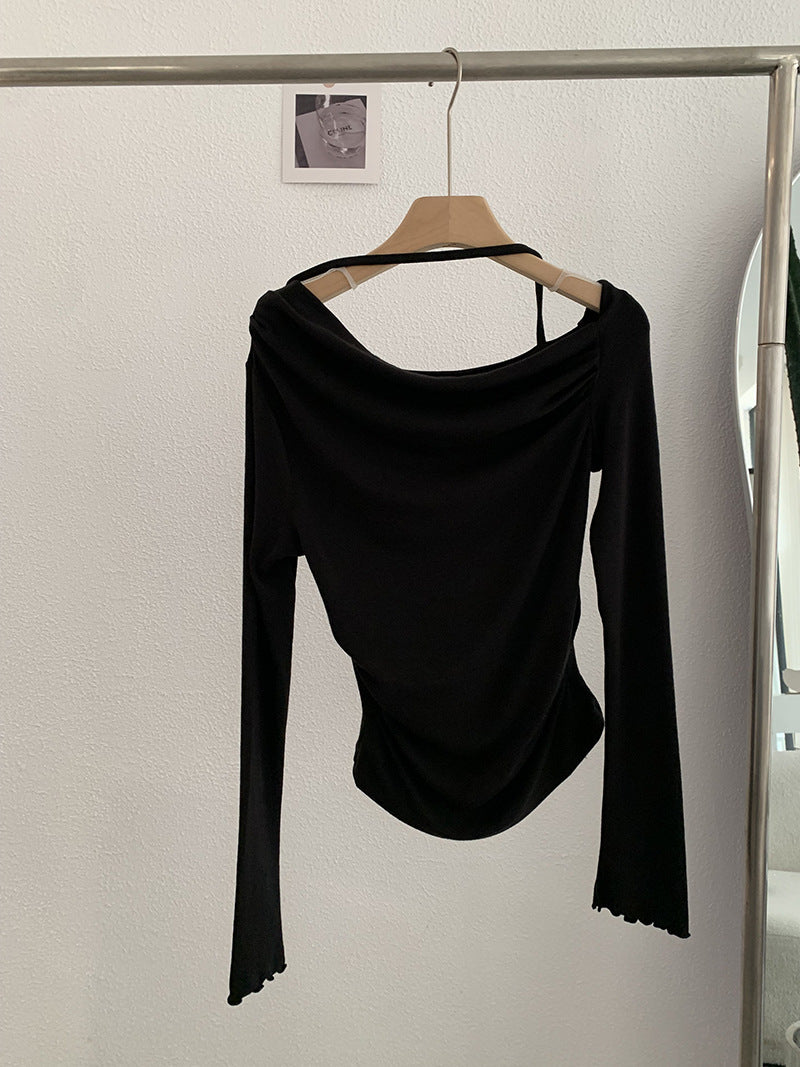 Women’s Slim Fit Long Sleeve T-Shirt, Solid Color Cotton Inner Top