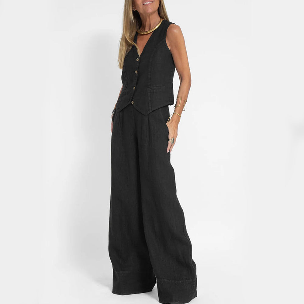 Top & Loose Straight Trousers Set