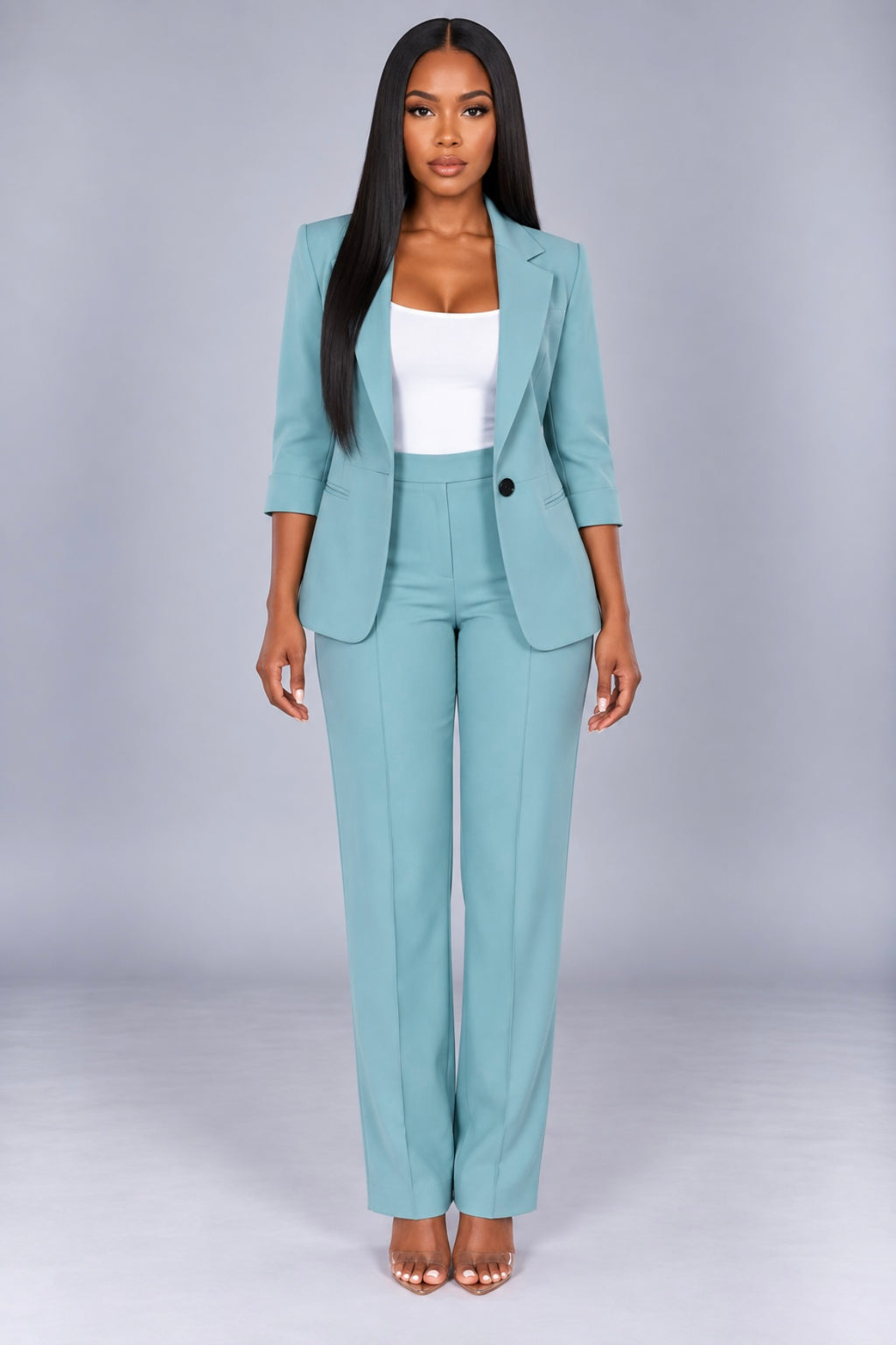 Plaid Two-Piece Suit Straight Trousers & Small Jacket Set