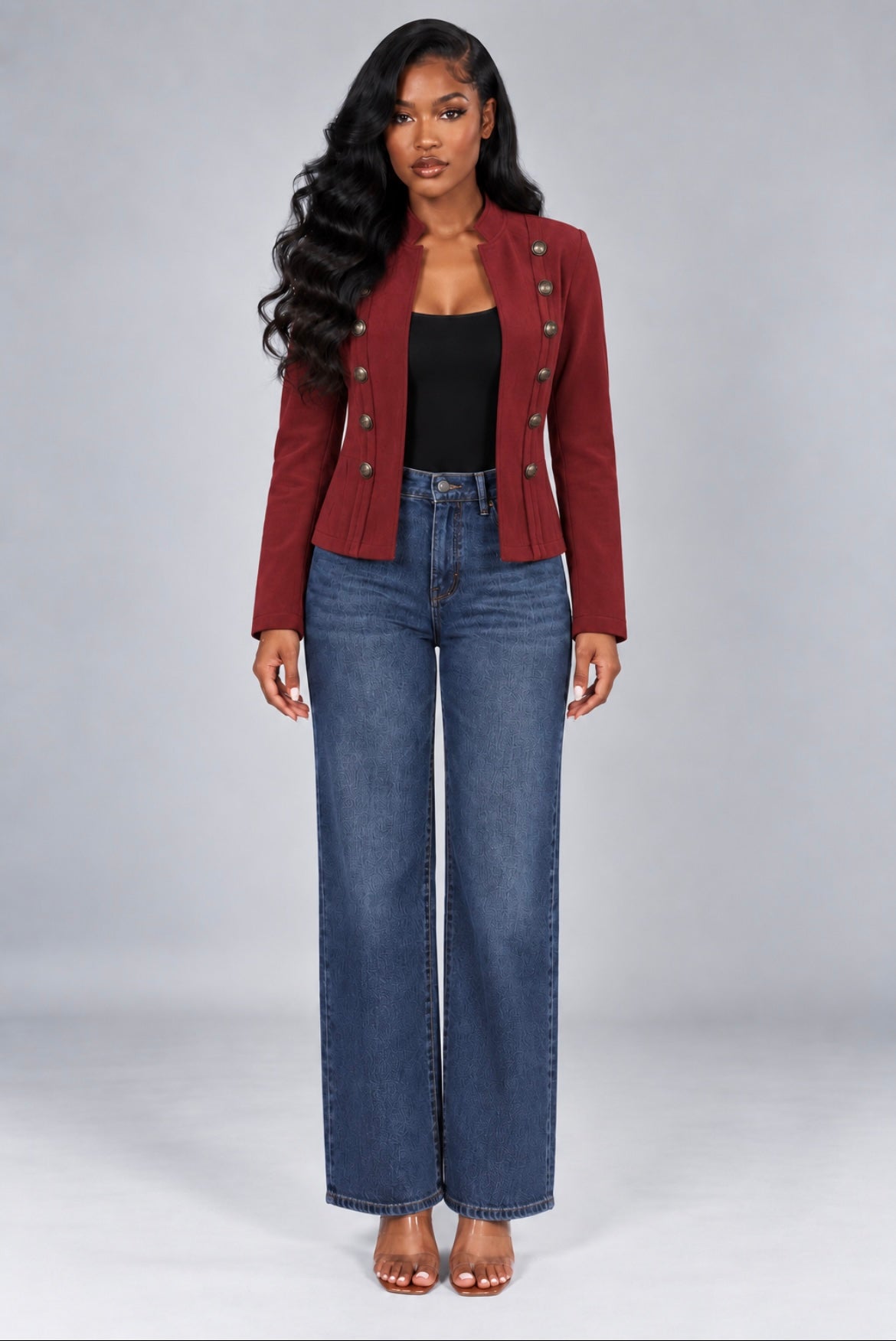 Double-Breasted Suede Jacket Retro Velvet Long-Sleeve Slim Fit Coat