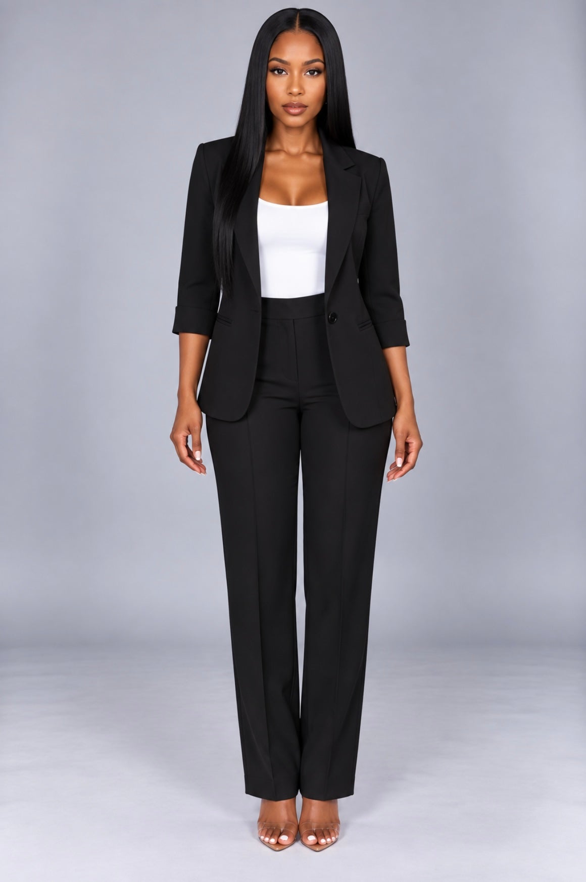 Plaid Two-Piece Suit Straight Trousers & Small Jacket Set