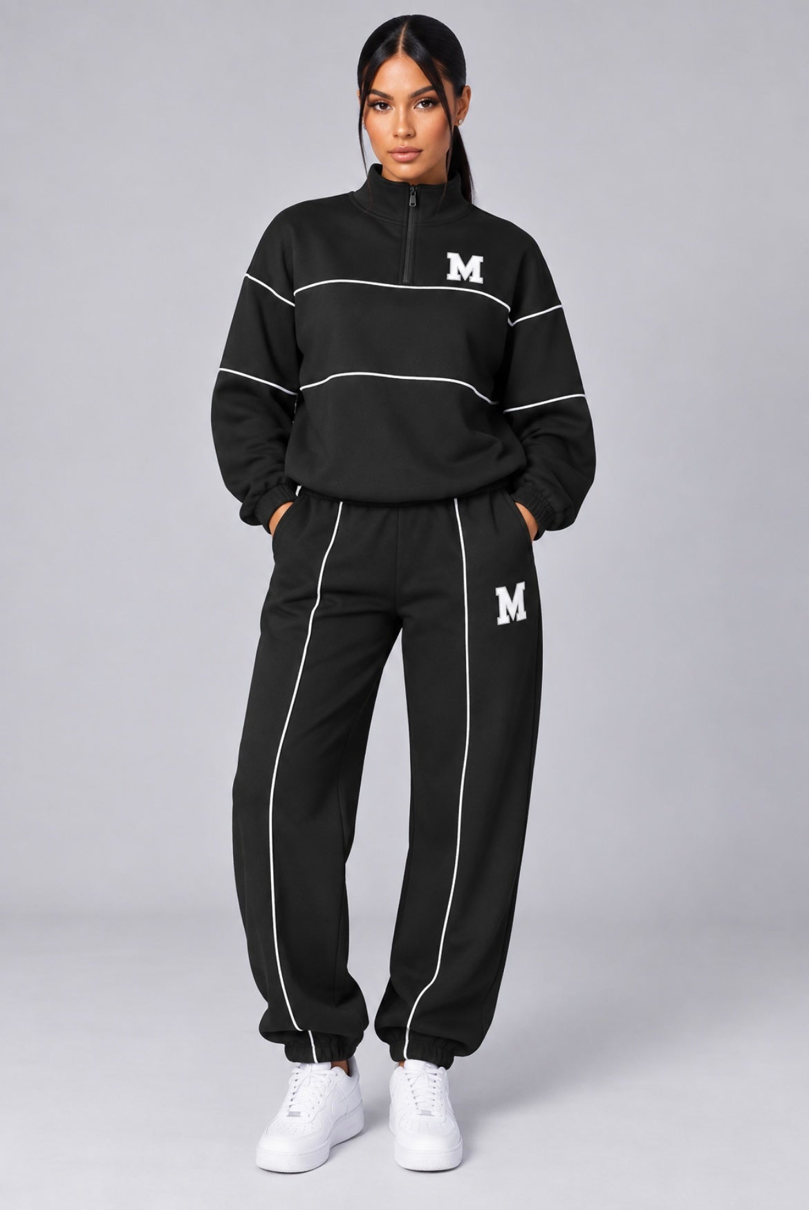 2-Piece Lounge Set Pullover Sweatshirt & Baggy Sweatpants
