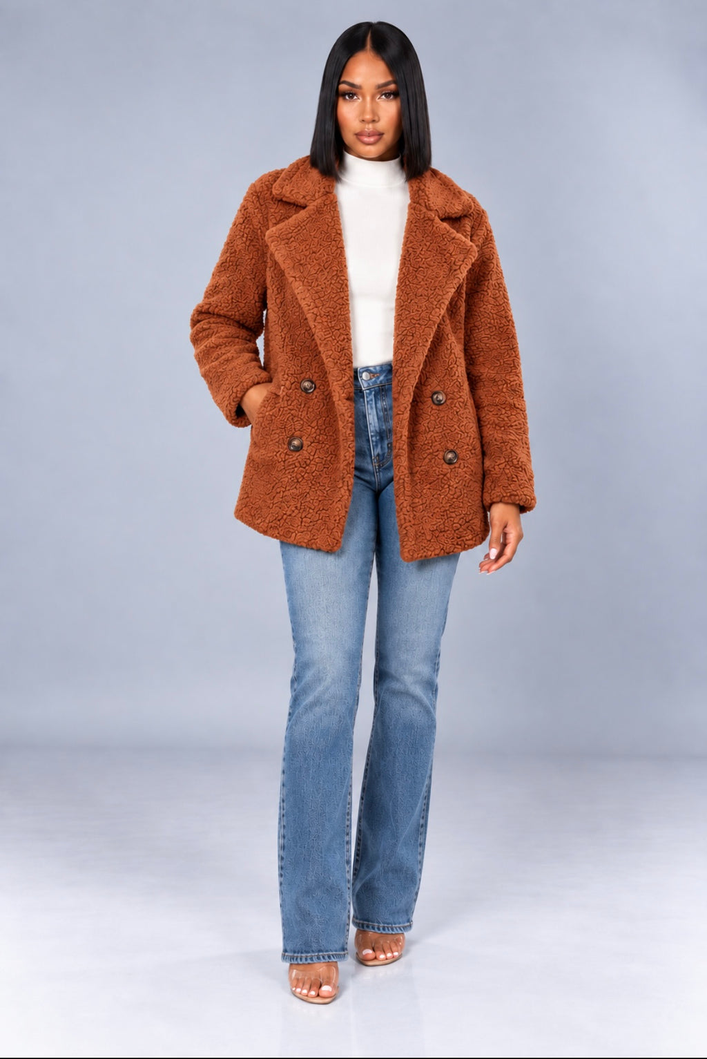 Loose Lapel Fluffy Winter Coat