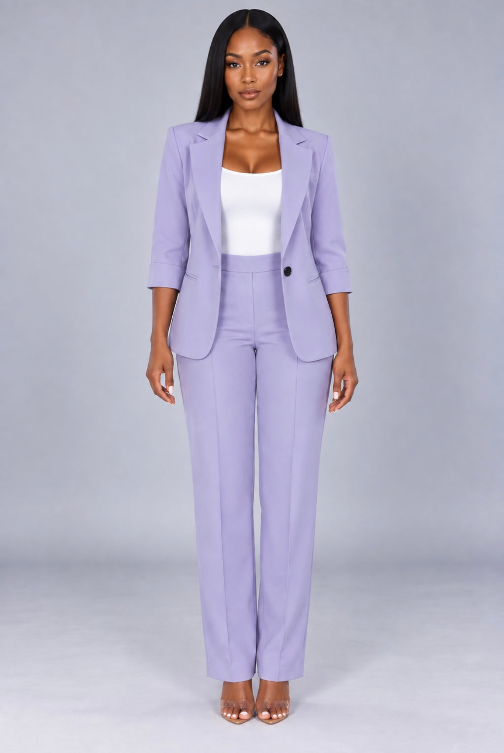 Plaid Two-Piece Suit Straight Trousers & Small Jacket Set