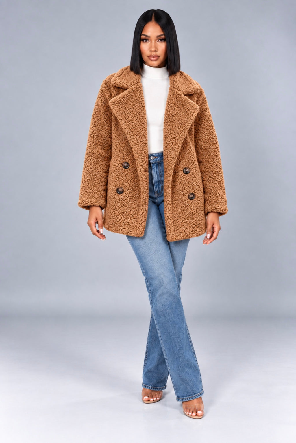 Loose Lapel Fluffy Winter Coat