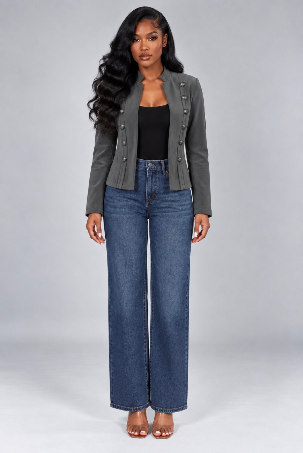 Double-Breasted Suede Jacket Retro Velvet Long-Sleeve Slim Fit Coat
