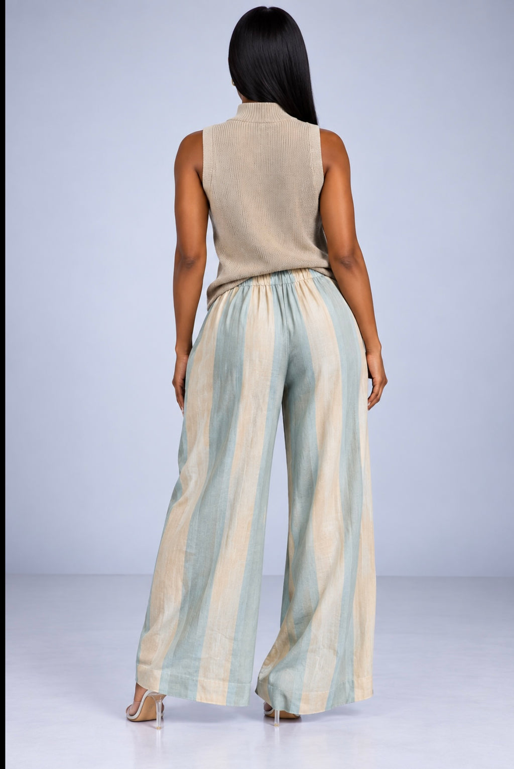 Stand Collar Wide Leg Pants Two-piece Suit Vacation Style