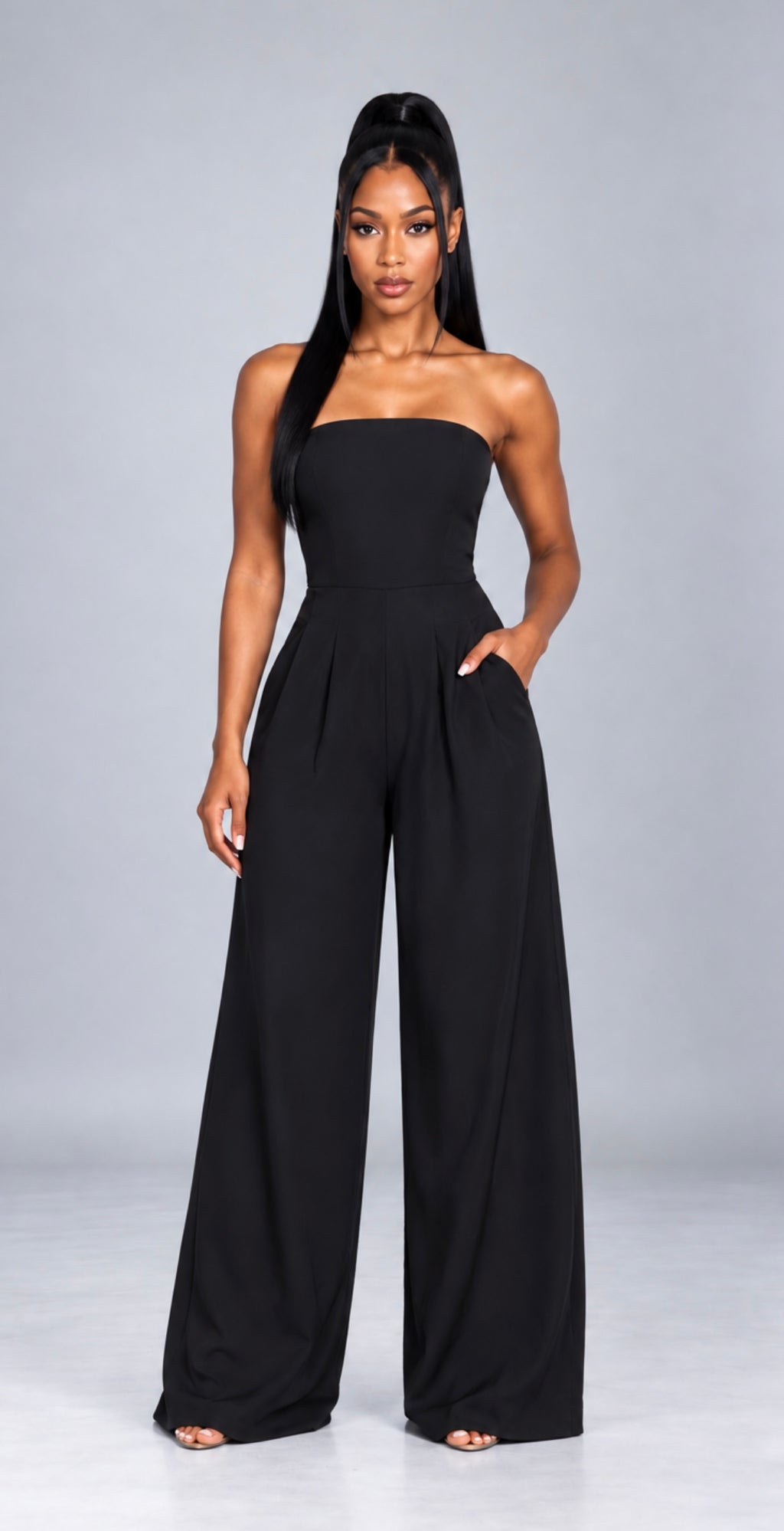 Strapless Jumpsuit, Backless Wide-Leg Tube Top Overalls