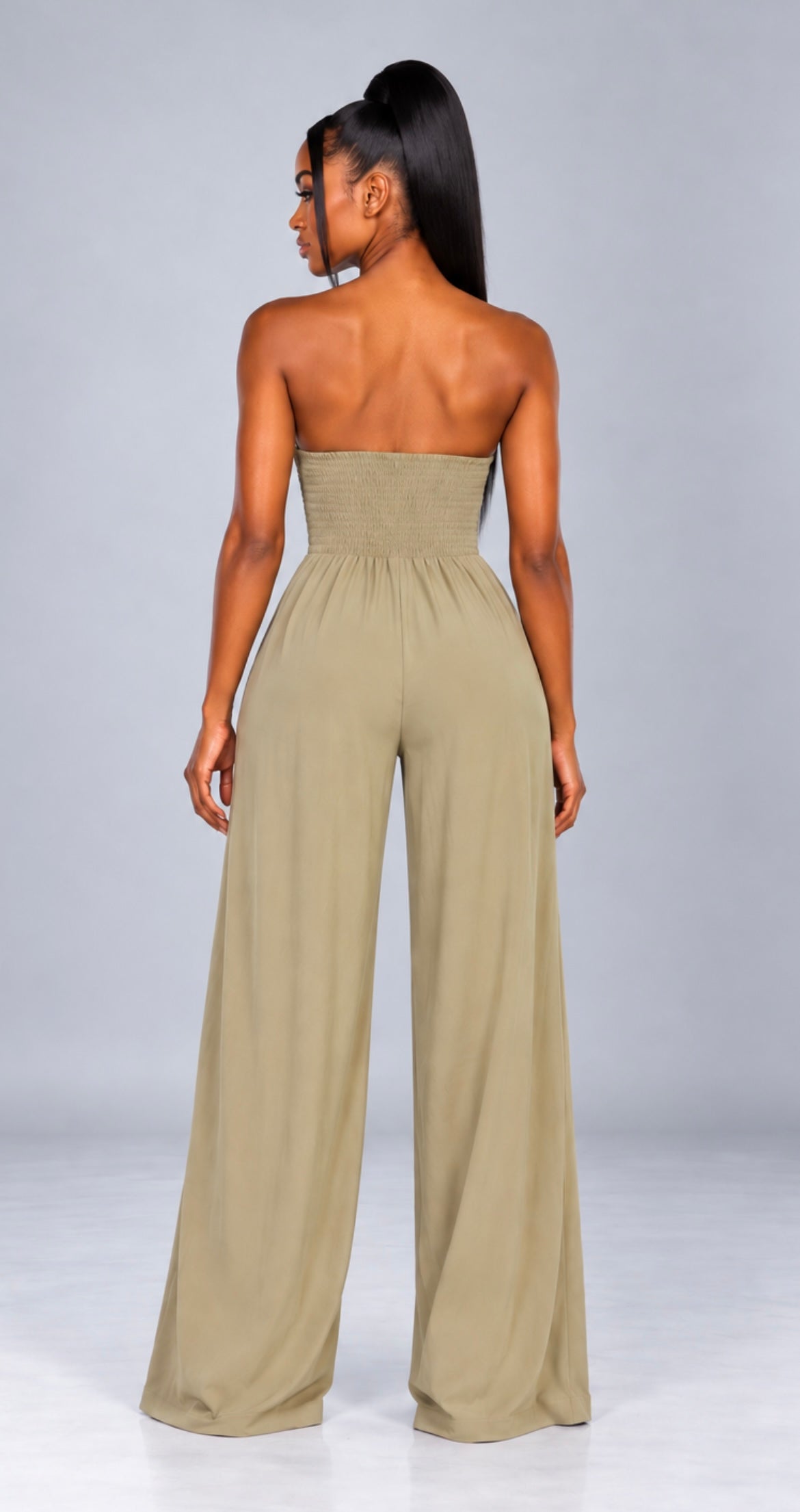 Strapless Jumpsuit, Backless Wide-Leg Tube Top Overalls