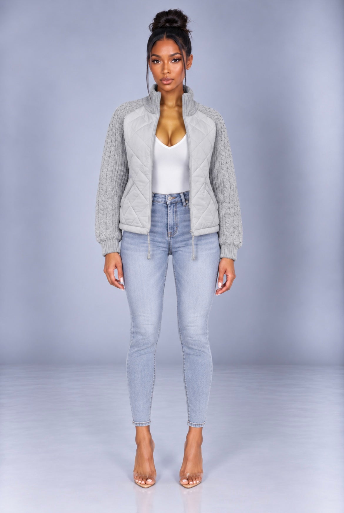 Stand Collar Cotton Jacket With Pockets