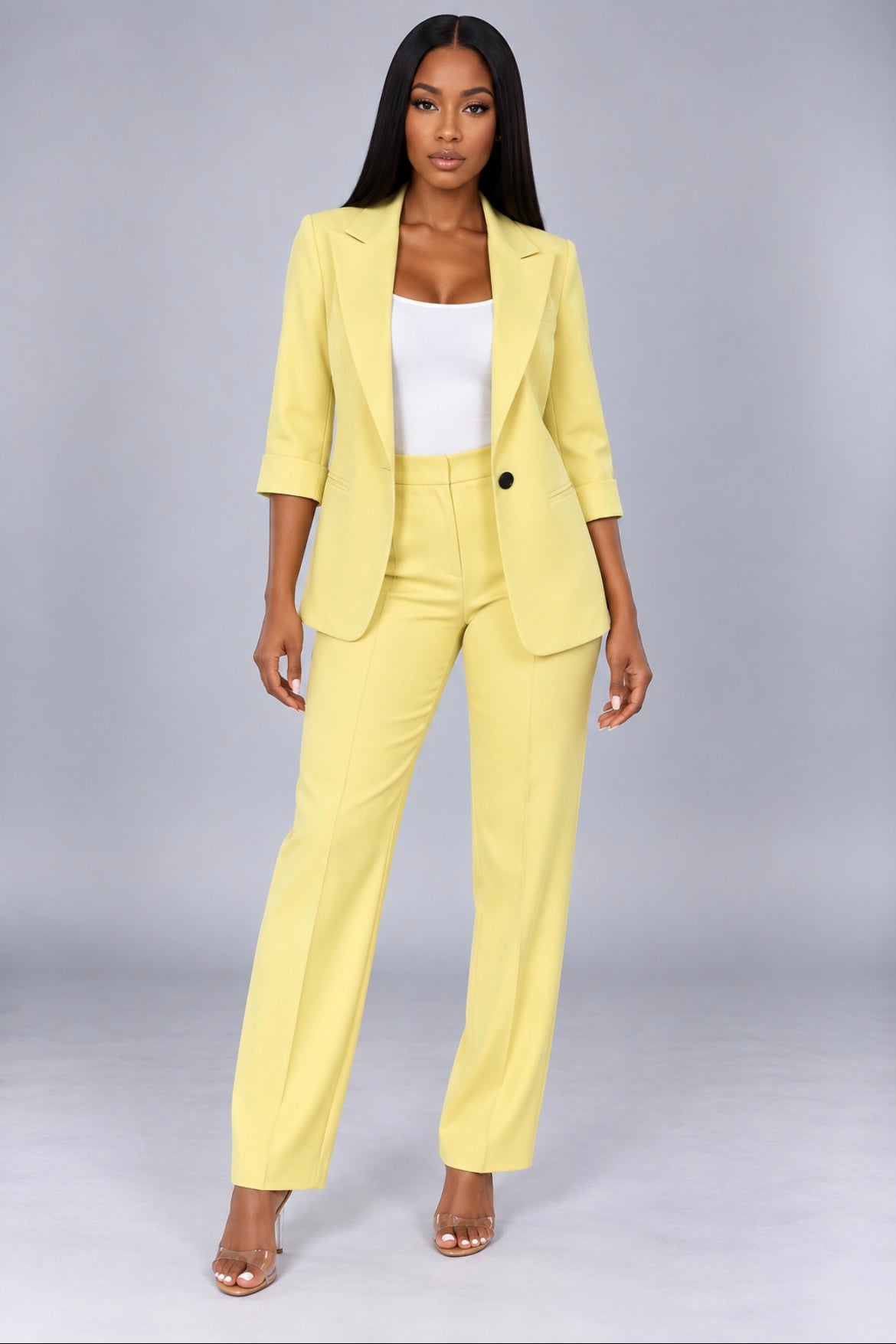 Plaid Two-Piece Suit Straight Trousers & Small Jacket Set