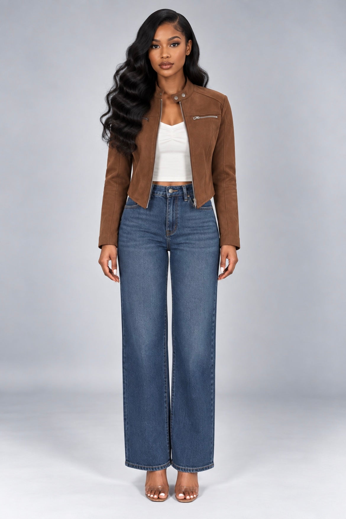 High Waist Suede Motorcycle Jacket Short Fashion Coat