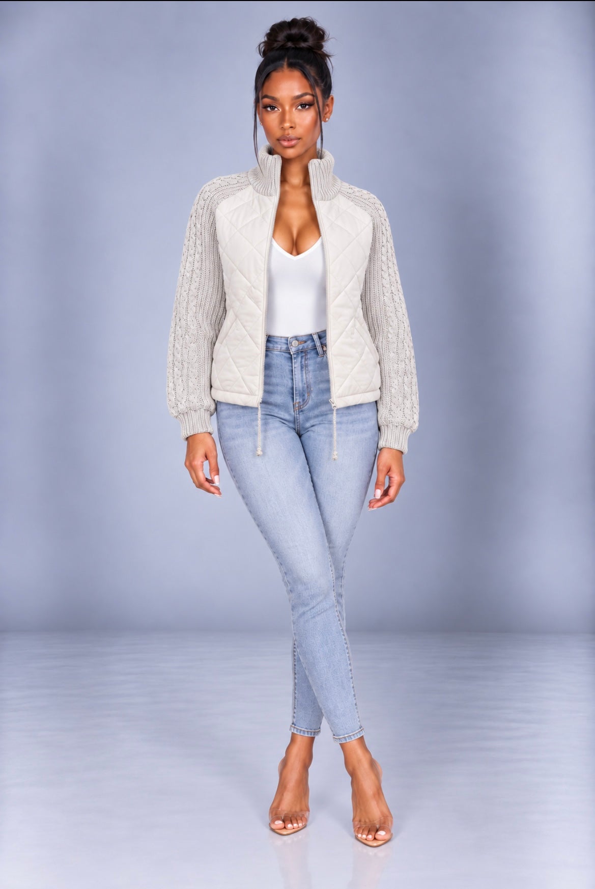 Stand Collar Cotton Jacket With Pockets