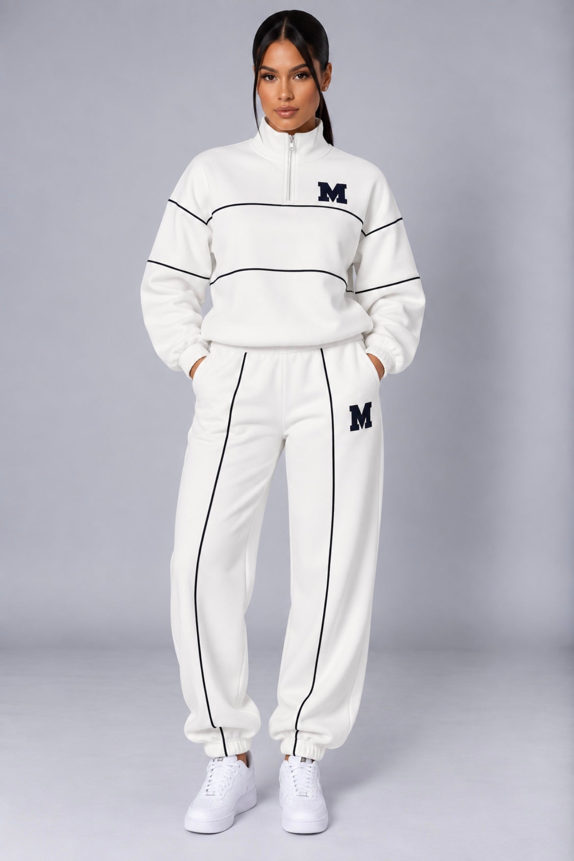 2-Piece Lounge Set Pullover Sweatshirt & Baggy Sweatpants